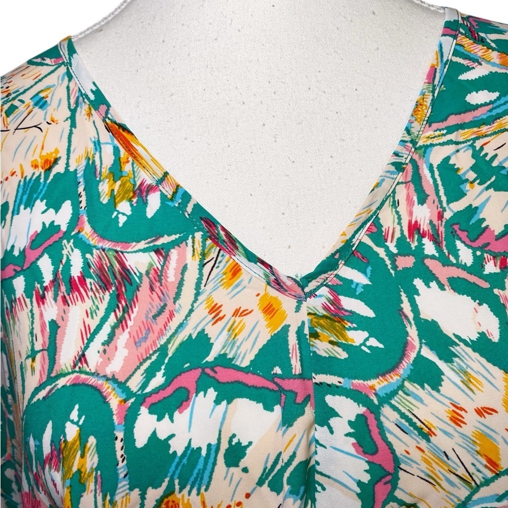 JODIFL Teal and Pink Butterfly Patterned Tunic Top - Picture 4 of 14